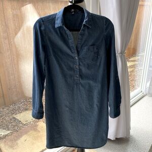 The Limited Medium Wash Blue Denim Jean Shirt Dress Size XS